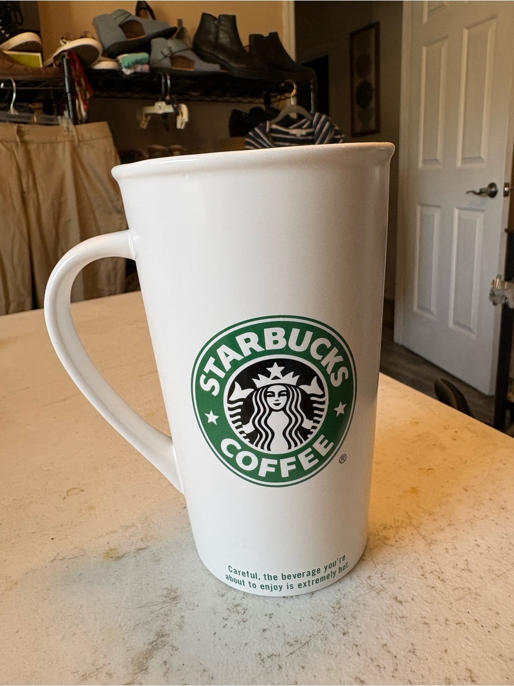 Starbucks Coffee Vintage Circa 2006 Tall White Signature Coffee Mug M